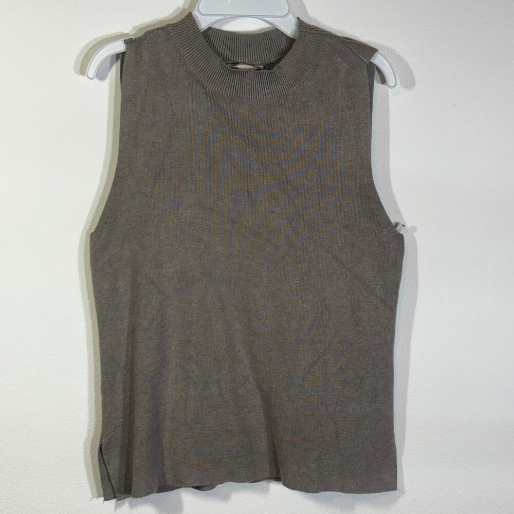 ee:some Ribbed Sleeveless Mock Turtleneck Sweater Women’s Size Small Tan